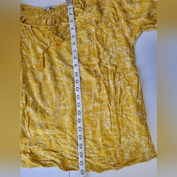 Lucky Brand Yellow Boho Hippie Floral Tassel Long Sleeve Peasant Top - Picture 4 of 8